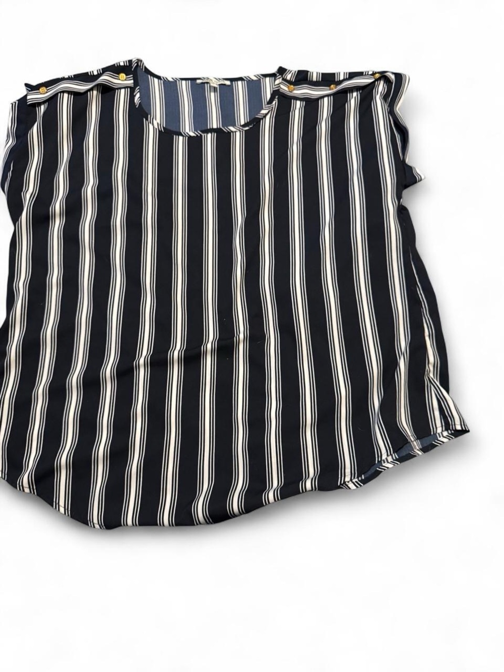 Women's Navy and White Striped Sleeveless Blouse